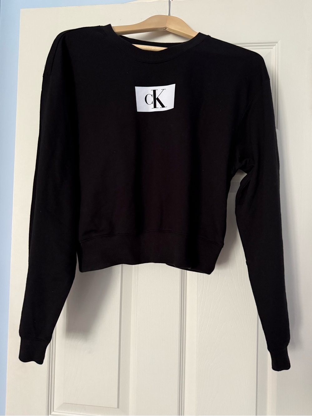 Calvin Klein Sleepwear Black Logo Cropped Sweatshirt